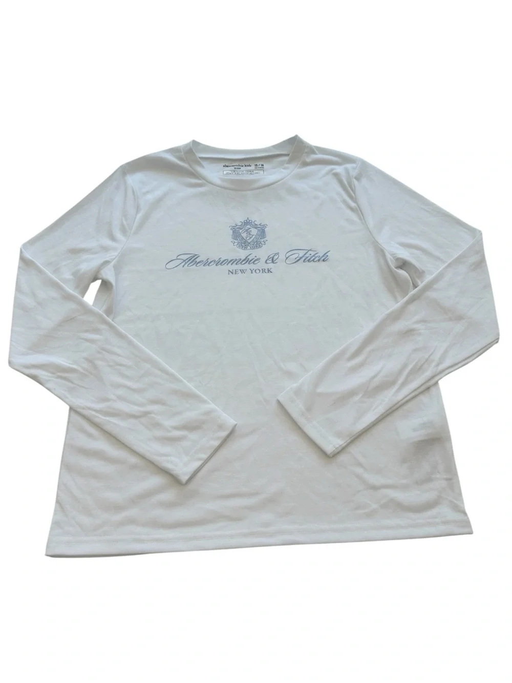 Abercrombie & Fitch Kids Pajama Set White Top Light Blue Striped Pants Girls